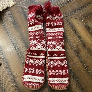 Muk Luks Slipper Socks A La Mode Deer Lodge Slippers (Medium-‎  shoe size 5-9)